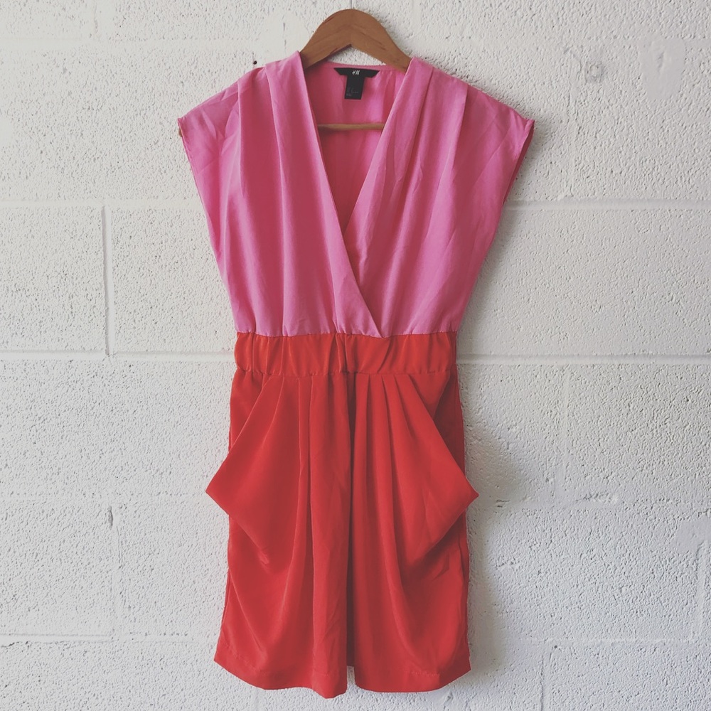 H&M colorblock midi dress sz: 4